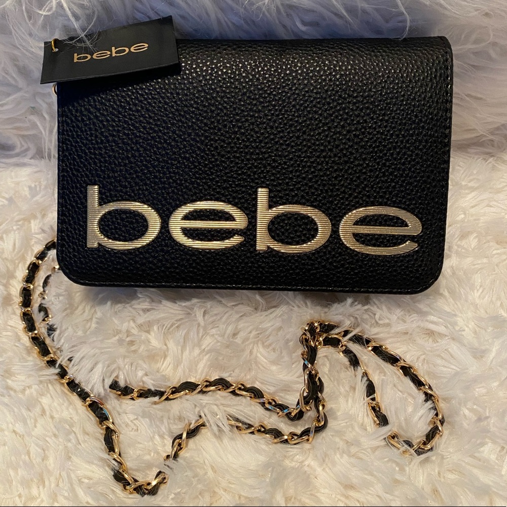 Fabiola Stamped Logo Crossbody Black Leather